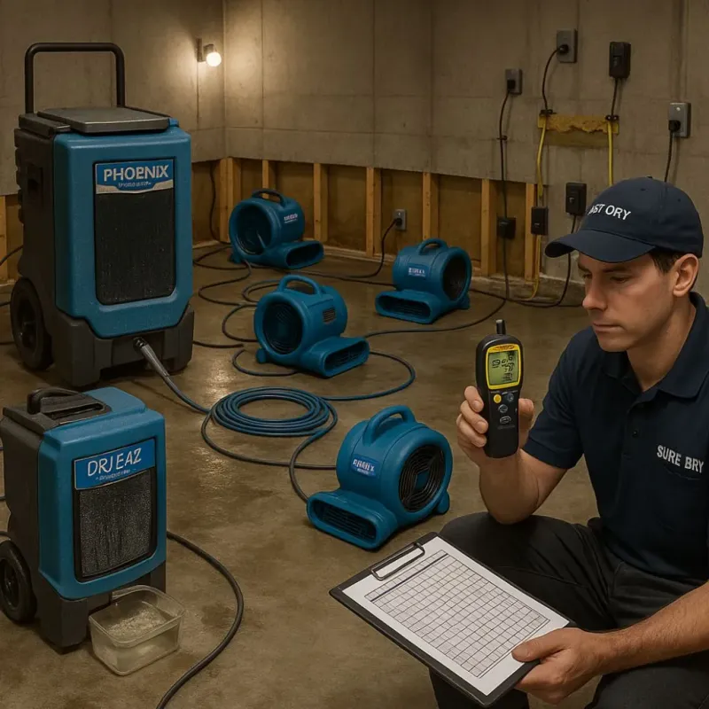 Structural Drying and Dehumidification process in Holbrook, MA
